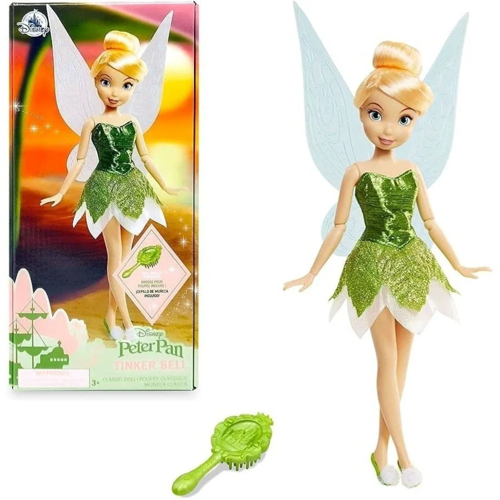 Tinker Bell Classic Doll & Brush Disney Store Peter Pan 10'' NIB Sealed NEW